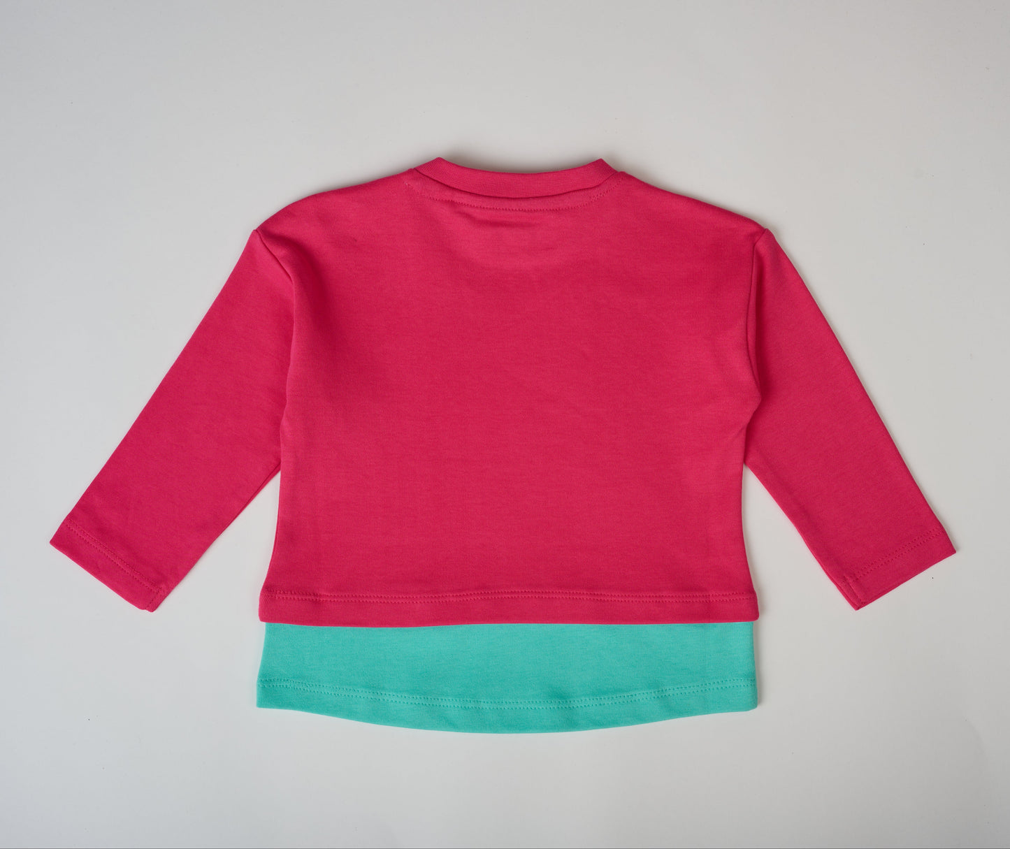 Long Sleeve Pink & Teal Layered T-shirt – GOTS organic cotton kids clothing by Dew & Dove