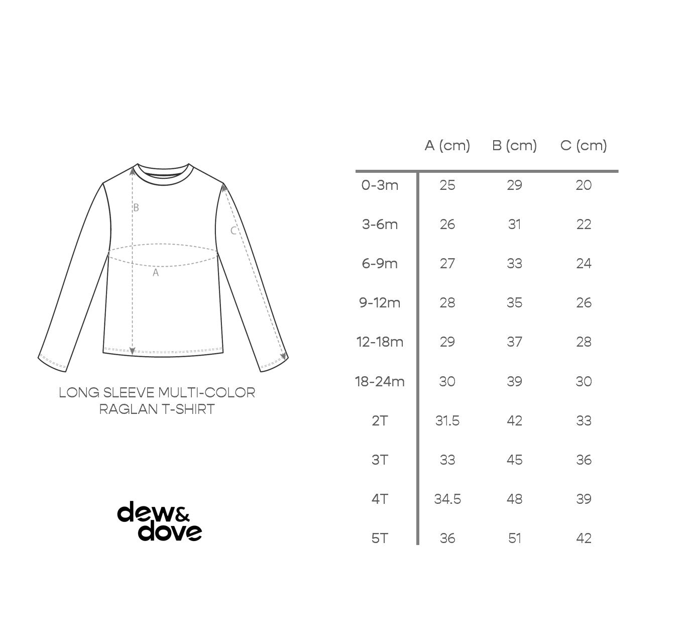 Long Sleeve Multicolor Raglan T-Shirt – GOTS organic cotton kids clothing by Dew & Dove