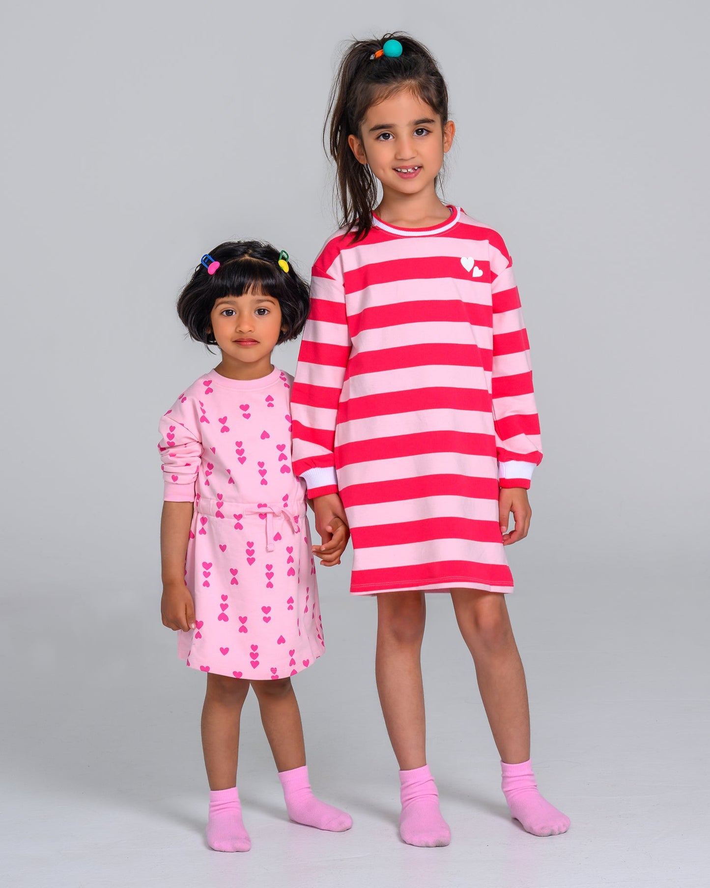 Heartbeat Stripe Sweatshirt Dress – GOTS organic cotton kids clothing by Dew & Dove