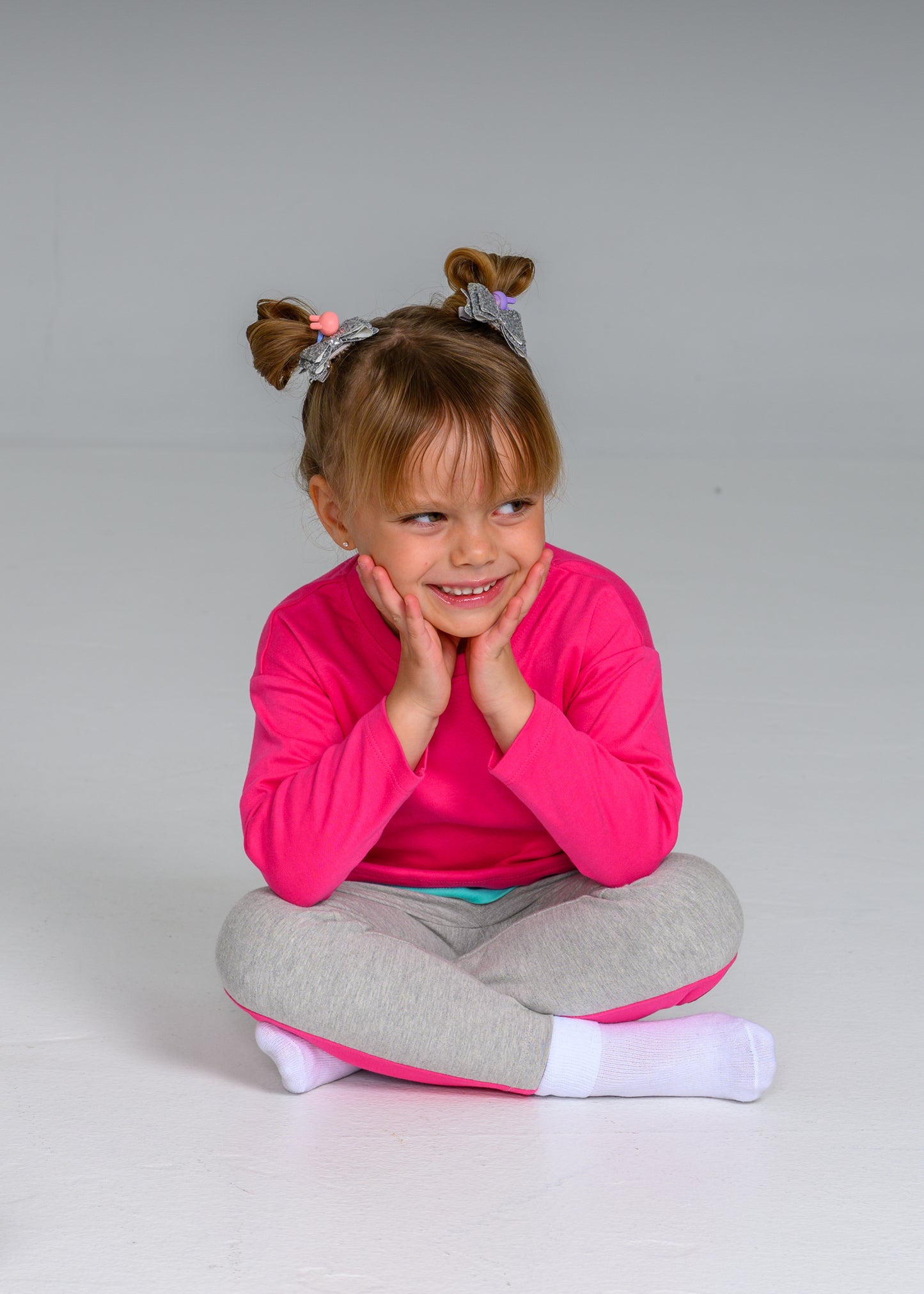Long Sleeve Pink & Teal Layered T-shirt – GOTS organic cotton kids clothing by Dew & Dove
