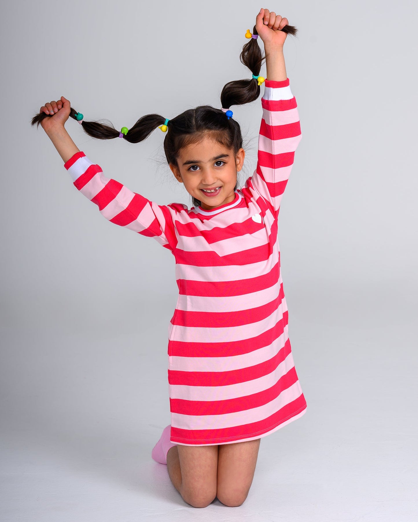 Heartbeat Stripe Sweatshirt Dress – GOTS organic cotton kids clothing by Dew & Dove