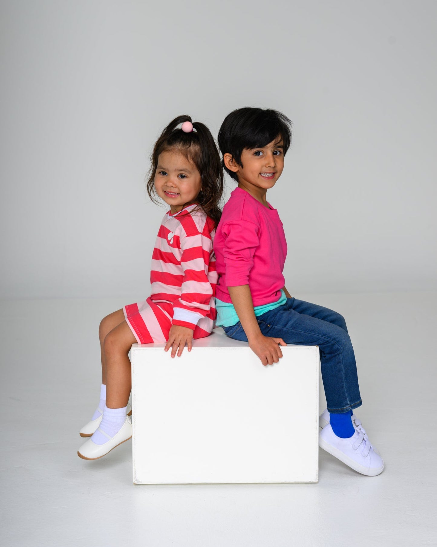 Long Sleeve Pink & Teal Layered T-shirt – GOTS organic cotton kids clothing by Dew & Dove