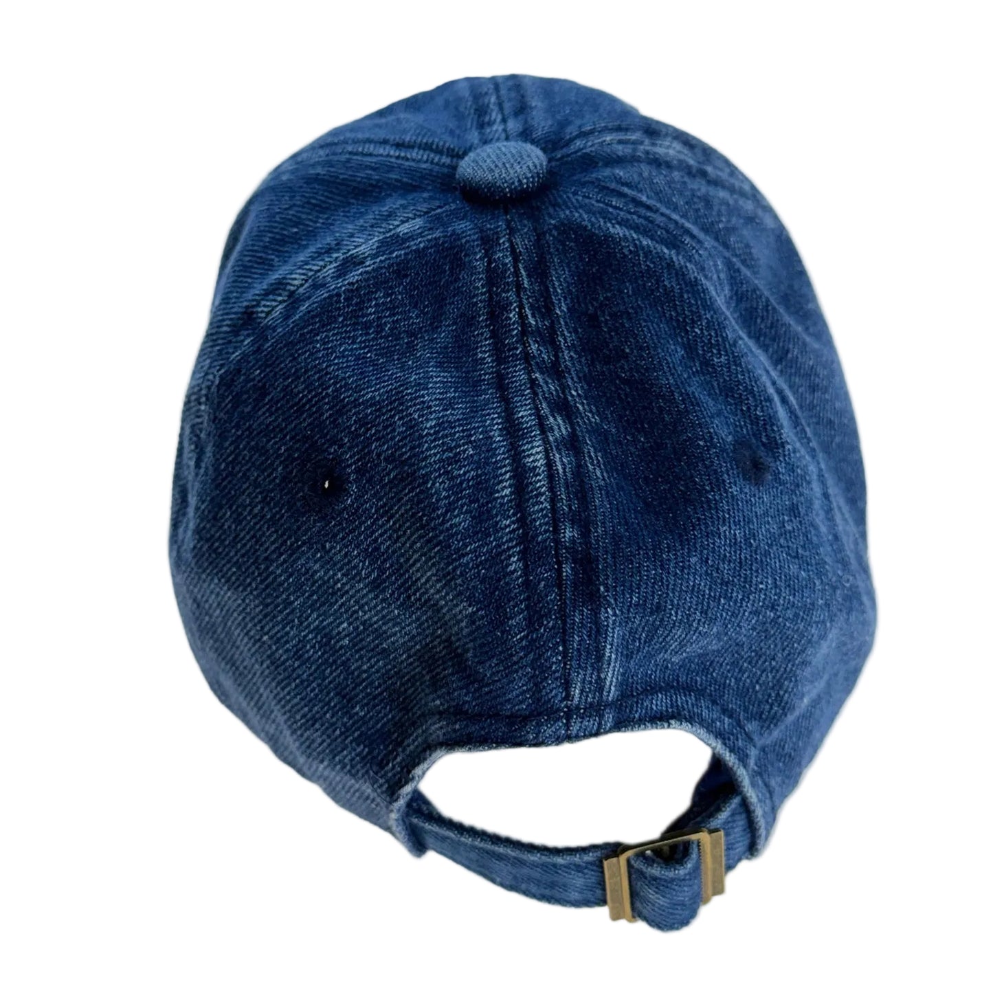 Dew & Dove vintage wash denim blue kids baseball cap adjustable back view