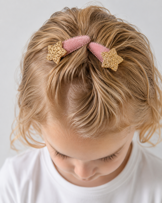 Hair clip styling inspiration for fine baby hair from Dew and Dove