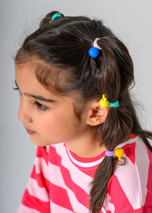 Easy toddler hairstyle for school with Dew and Dove hair accessories