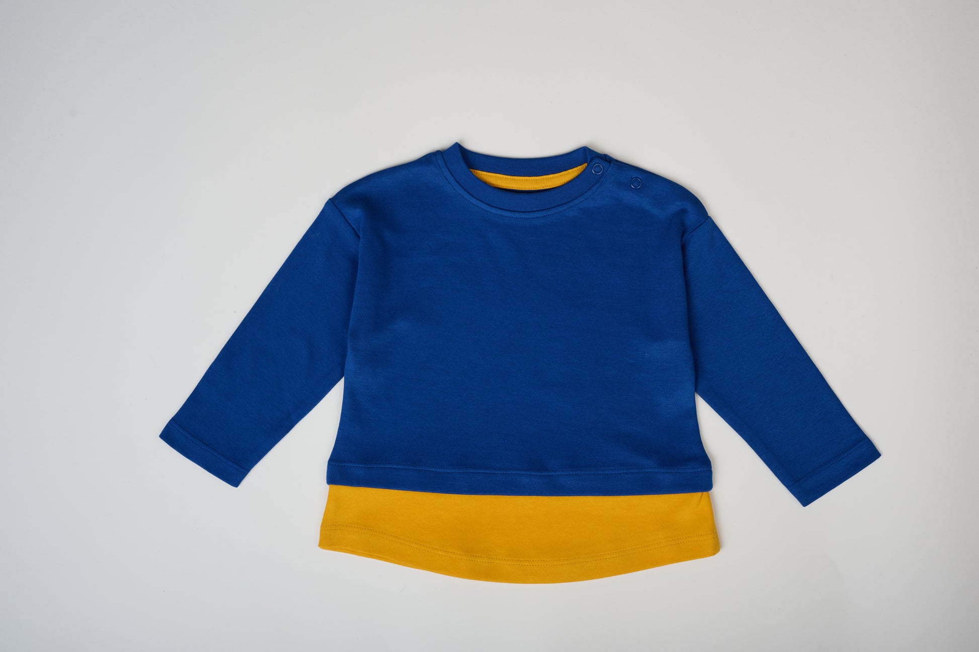 Long Sleeve Blue & Yellow Layered T-shirt – GOTS organic cotton kids clothing by Dew & Dove