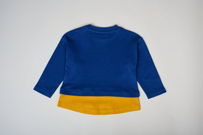 Long Sleeve Blue & Yellow Layered T-shirt – GOTS organic cotton kids clothing by Dew & Dove