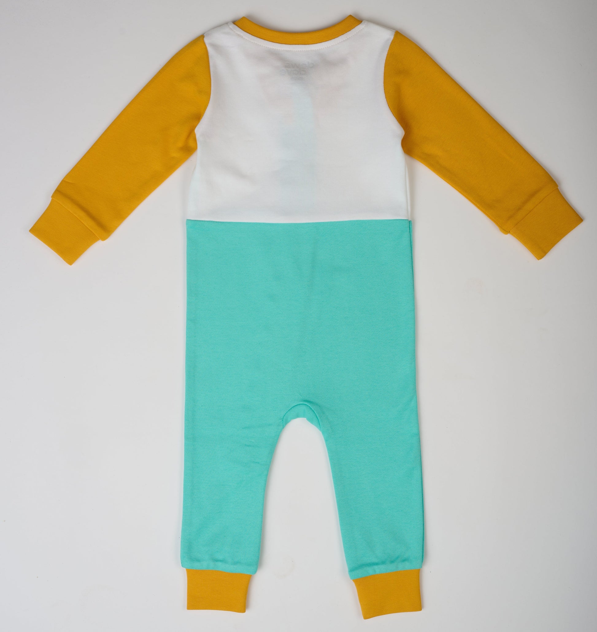 Long Sleeve Sunny Teal Zip Romper – GOTS organic cotton kids clothing by Dew & Dove