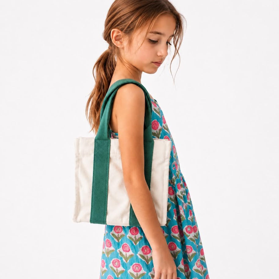 Kids Canvas Tote Bag with Detachable Shoulder Strap