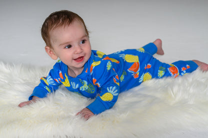 Long Sleeve Fruits Party Romper – GOTS organic cotton kids clothing by Dew & Dove
