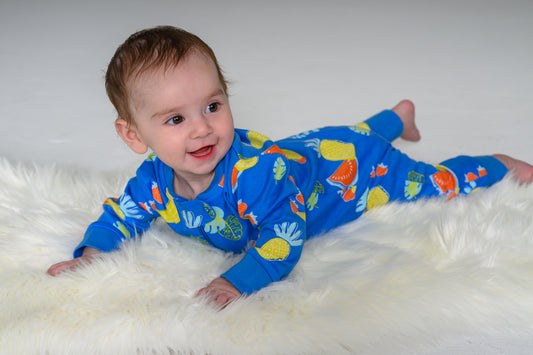 Long Sleeve Fruits Party Romper – GOTS organic cotton kids clothing by Dew & Dove