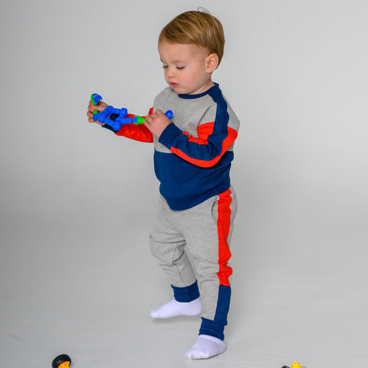 Sporty Color block Sweatpants/ Joggers – GOTS organic cotton kids clothing by Dew & Dove