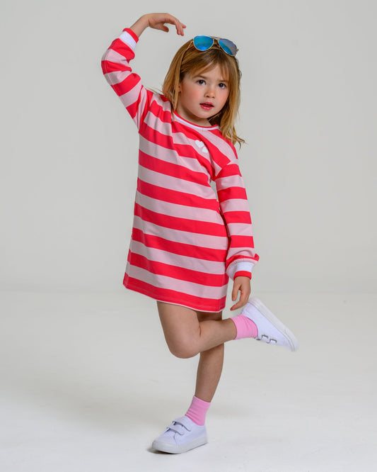 Heartbeat Stripe Sweatshirt Dress – GOTS organic cotton kids clothing by Dew & Dove