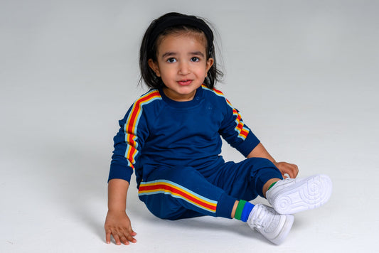 Retro Stripe Sweatshirt - Navy – GOTS organic cotton kids clothing by Dew & Dove