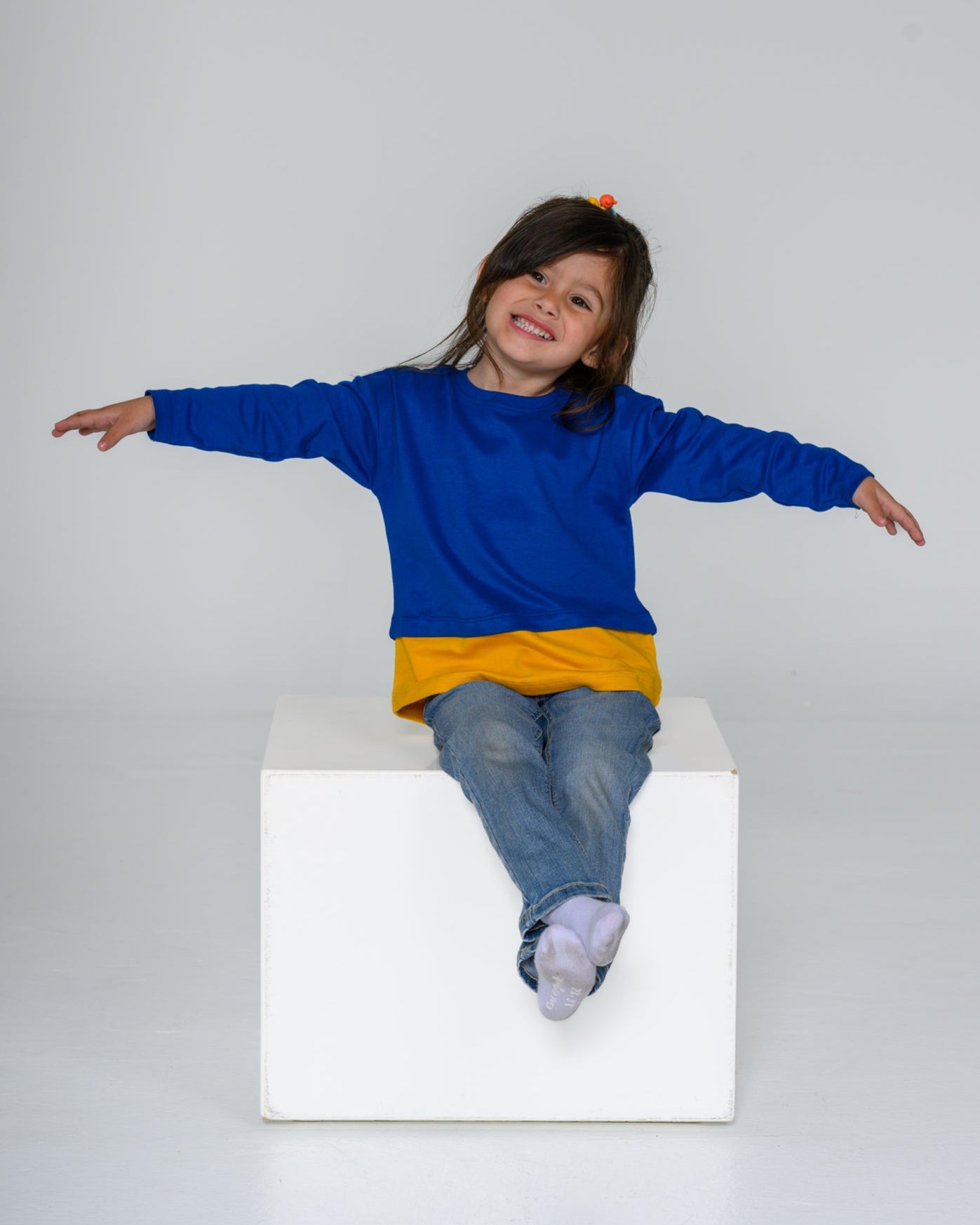 Long Sleeve Blue & Yellow Layered T-shirt – GOTS organic cotton kids clothing by Dew & Dove