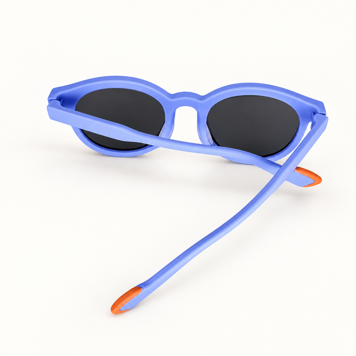 Blue and orange kids round sunglasses back view
