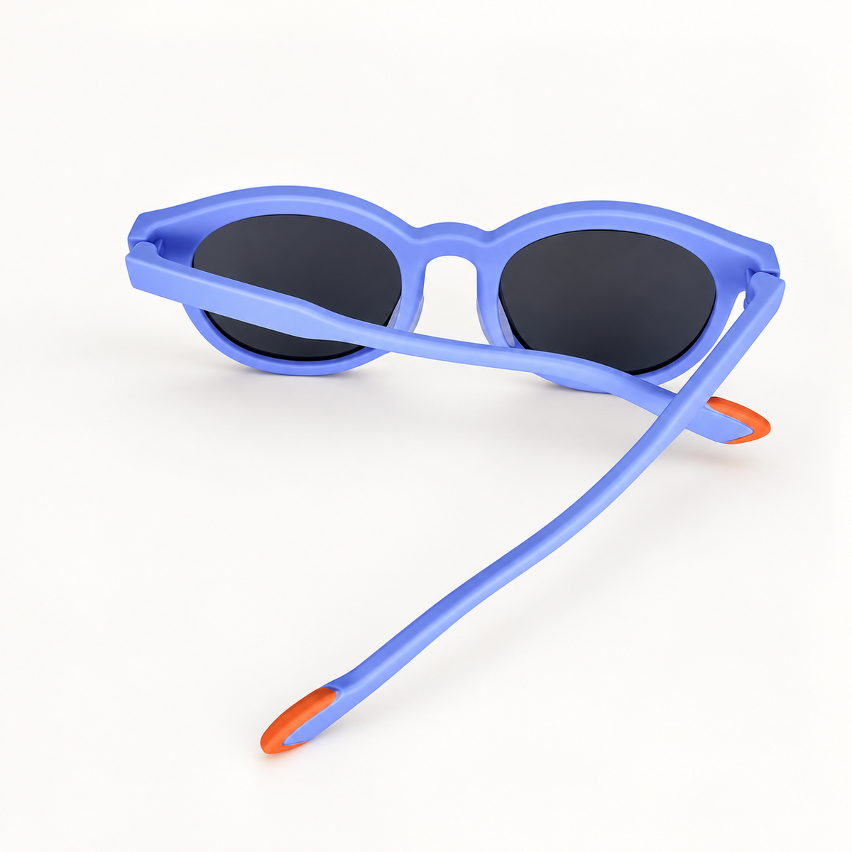 Blue and orange kids round sunglasses folded view