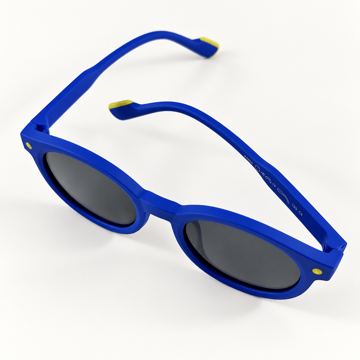 Blue kids round sunglasses with yellow accents