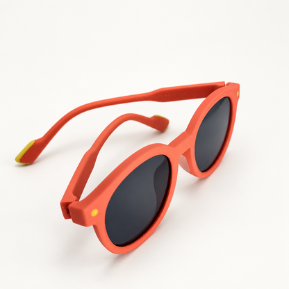 Orange kids round sunglasses with yellow accents