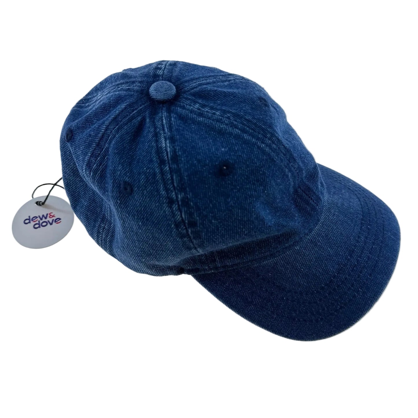 Dew & Dove vintage wash denim blue kids baseball cap front view