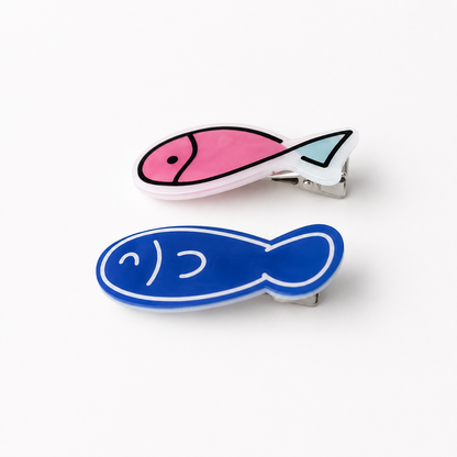 Dew & Dove Ocean Pals Hair Clips set of 2 with pink and blue fish clips